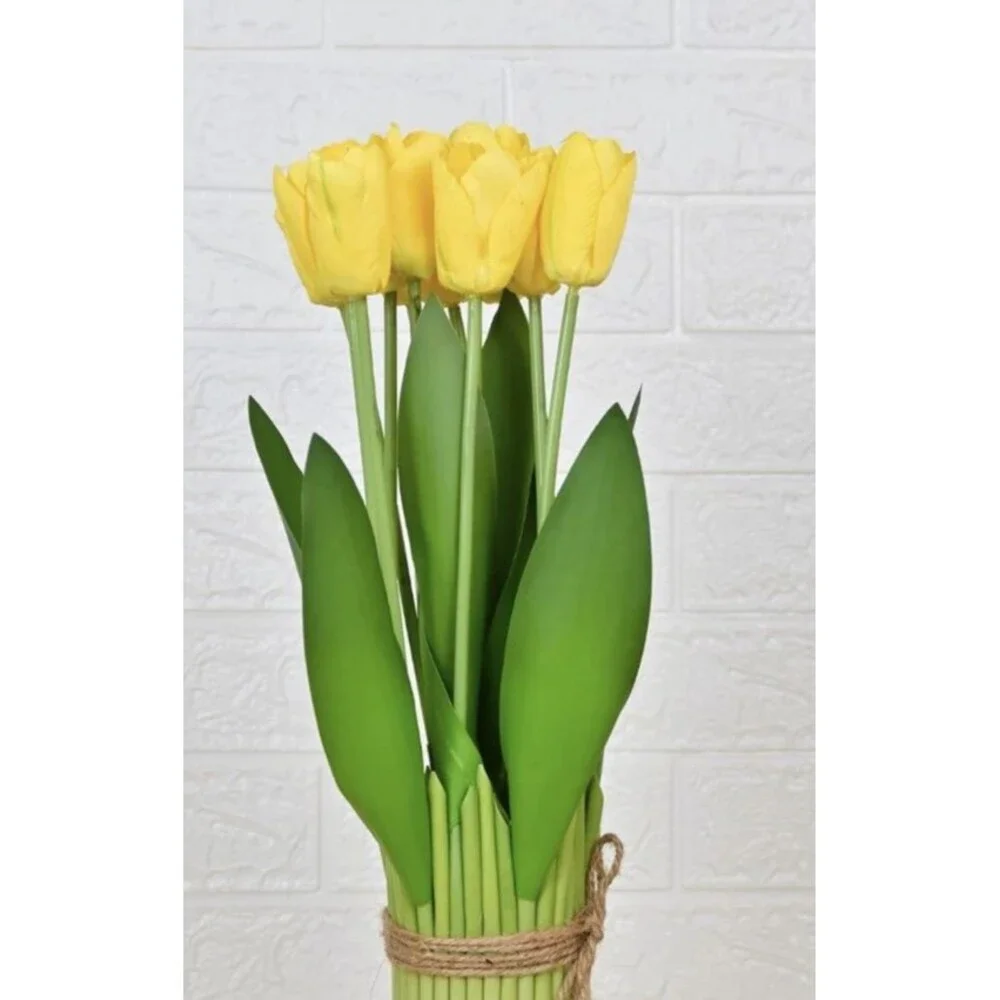 Set of 2 Artificial Yellow Tulip Standing Bunch 14
